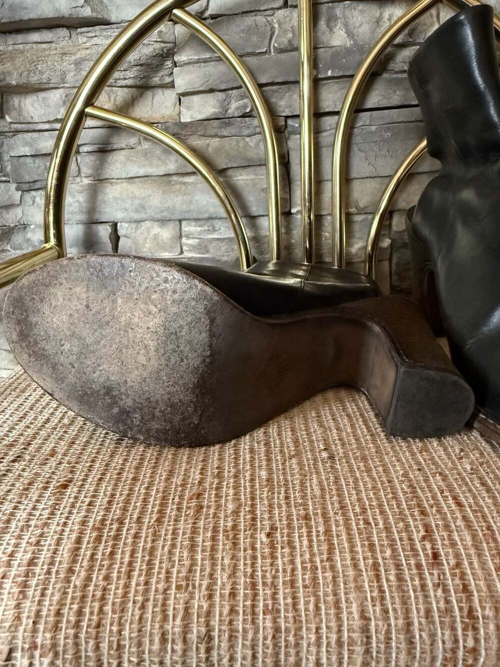 Buttero Black Leather Peep Toe Slingback Block Heel Boots Size 38 - Picture 7 of 8